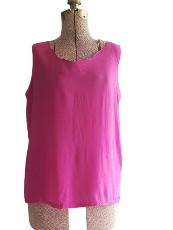 Casual Corner Tops - Casual Corner Silk Pink Sleeveless Tank Top, Sz L